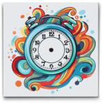  Festés számok szerint - Óra színes háttérrel Méret: 50x50cm, Keretezés: Műanyagtáblával