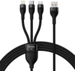 Baseus Кабел за зареждане Baseus Flash, 3in1, Micro USB, Lightning, Type-C, 66W, 1.2m, Black - 40492 (DE-40492)