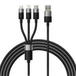 Baseus Кабел за зареждане Baseus StarSpeed, 3in1, Micro USB, Lightning, Type-C, 1.2m, Black - 40491 (DE-40491)