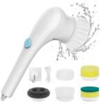 Planet Tech Безжична електрическа четка за почистване Magic Brush, 5 в 1, Водоустойчива IPX7, USB зареждане, Mултифункционална, Бяла (Magic Brush)