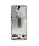 Samsung S911 Galaxy S23 kompatibilis LCD kijelző + érintő, kerettel, krém (GH82-30481B)