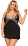 Sexy Elephant® Sexy Elephant Lace Decoration V-neck Modal Plus Size Nightdress with G String, XXXL-XXXXL