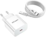Vipfan E4S - hálózati töltőfej Type-C (USB-C) + kábel Type-C / Type-C, fehér 20W - graffistore