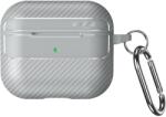  Airpods Pro 2 tartó: Carbon mintás szürke tartó, karabinerrel - graffistore