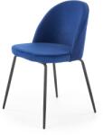 Halmar Scaun tapitat Kim, catifea bleumarin, picioare metalice, stil clasic, 49x50x80x48 cm
