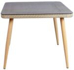 Bogdan Furniture Am Градинска маса BM-390 , стъклен плот, квадратна 90/90, бежов pvc ратан - bogdanmebel