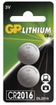 GP Batteries GP CR2016 lítium gombelem 2db/bliszter (B15163) - officedepot