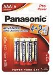 Panasonic LR03PPG/6BP 4+2F 1, 5V AAA/mikro tartós alkáli elem 6 db/csomag (LR03PPG-6BP4-2-PAN) - officedepot