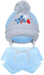 NEW BABY Téli gyermek sapka sállal New Baby kutyus világos kék - pindurka