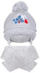 NEW BABY Téli gyermek sapka sállal New Baby kutyus szürke - pindurka