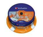 Verbatim DVDV-16B25PP DVD-R cake box nyomtatható DVD lemez 25db/csomag (VER435389) - haztartasibolt