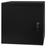 Stalflex RC10-6U-300MB 10" 6U 300 mm mély lapraszerelt fekete fém ajtós fali rack szekrény (RC10-6U-300MB)