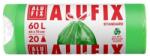 Alufix Saci menajeri cu banda 60 L 64 x 70 cm HDPE verzi 20 buc/rola (ALUMSZH60U)