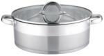 BOHMANN Cratita joasa din inox, 22 x 10cm, 3 litri, compatibila cu plita cu inductie, cu capac din sticla, Bohmann (BH 1022)
