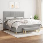 vidaXL Pat continental cu saltea, gri deschis, 160x200 cm, textil (3137325)