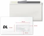  Plic DL, 110 x 220 mm, fereastra dreapta 35 x 90 mm, alb, banda silicon, 80 g/mp, 100 bucati/set (KF20215) - birotica-asp