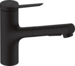 Hansgrohe Zesis M33, karos konyhai csaptelep 150, kihúzható spray, 2jet, fekete matt, HAN-74800670 (HAN-74800670)