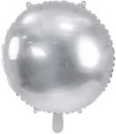 PartyDeco S. r. o Gömb alakú ezüst fólia lufi, 19"/45cm