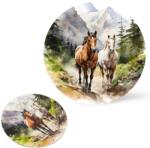  Nyomtatott fa tábla koszorú közép - Lovak hegyekben 11, 8