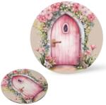  Nyomtatott fa tábla koszorú közép - Tündérajtó rózsaszín 14, 8