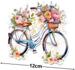  Nyomtatott dekorkarton - Bicikli virággal kék - kosarbolt