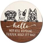  Nyomtatott fa tábla koszorú közép - Hello nem kell kopogni 11, 8cm - kosarbolt