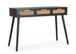 Bizzotto Consola 3 sertare mdf negru ratan natur Josine 110x40x78 cm (0748610)