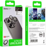 Hoco Apple iPhone 15 Pro / iPhone 15 Pro Max Hoco crystal clear metal kameravédő üvegfólia rózsaszín