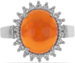  Ezüst Gyűrű - Narancssárga Opál és Fehér Topáz - 2.86 Karát
