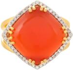  Karneol és Topáz Gyűrű - Aranyozott Ezüst