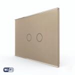 LIVOLO Intrerupator Dublu Wi-Fi cu Touch LIVOLO din Sticla - Standard Italian - culoare auriu