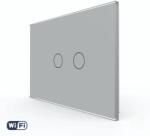 LIVOLO Intrerupator Dublu Wi-Fi cu Touch LIVOLO din Sticla - Standard Italian - culoare gri