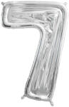 PartyDeco S. r. o 7-es ezüst számkeret, latex léggömbhöz, 123 cm