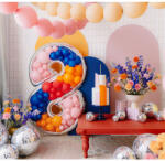 PartyDeco S. r. o 9-es ezüst számkeret, latex léggömbhöz, 123 cm