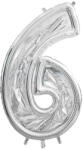 PartyDeco S. r. o 6-os ezüst számkeret, latex léggömbhöz, 123 cm