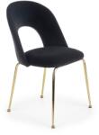 Halmar Scaun living Amelie, stil glamour, catifea neagra, cadru otel cromat, inaltime 88 cm