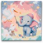  Festés számok szerint - Felhős képek - elefánt Méret: 50x50cm, Keretezés: Keret nélkül (csak a vászon)