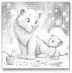  PontPöttyöző - Felhős képek - oroszlánok Méret: 50x50cm, Keretezés: Kerek keret, Szín: Fekete