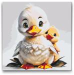  Festés számok szerint - Kacsa kiskacsával Méret: 50x50cm, Keretezés: Kerek keret
