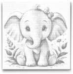  PontPöttyöző - Aranyos elefánt piros arccal Méret: 50x50cm, Keretezés: Műanyagtáblával, Szín: Zöld