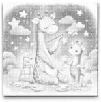  PontPöttyöző - Felhős képek - zsiráfok Méret: 50x50cm, Keretezés: Műanyagtáblával, Szín: Fekete