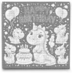  PontPöttyöző - Boldog születésnapot kívánnak a sárkányok Méret: 50x50cm, Keretezés: Műanyagtáblával, Szín: Fekete