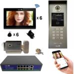 Mentor Kit Interfon Video bloc 6 apartamente wireless WiFi 4in1 IP65 Color 4.3 inch 2MP POE Tag Mentor SYKT040 (MMDSYKT040)