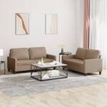 vidaXL Set de canapele cu perne, 2 piese, cappuccino, piele ecologică (3201412) Canapea