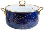 Goldmann Cratita emailata Goldmann, 26 x 16 cm, 8.5 litri, manere cromate, capac sticla, Albastru (GM-8017-26 BLUE)