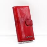 Angela Moretti piros / lakk / krokkomintás / középen cipzáros nagy női bőr pénztárca 837-2