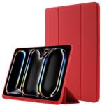  LEATHER Capac cu balamale pentru Apple iPad Pro 13 2024 / M5 2025 roșu