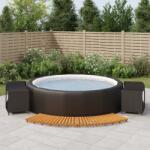 vidaXL Mobilier de împrejmuire spa, negru, poliratan și lemn de acacia (3157106)