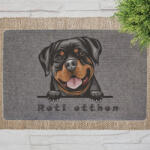  Rottweiler kutyás lábtörlő szürke háttérrel (60 x 40 x 0, 2 cm)