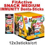 FitActive Hypoallergenic Denta-Sticks Immunity Cranberry & Curcuma - Immunerősítő és fogtisztító rágórudak közepest méretű kutyáknak (M) (12 tasak | 12 x 150 g) 1.8kg